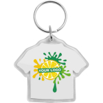Transparenter Schlüsselanhänger aus Kunststoff in T-Shirt-Form, hergestellt in der EU zweite Ansicht