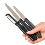 Küchenset aus Edelstahl mit 2 Messern und Sparschäler von Victorinox farbe schwarz zweite Ansicht