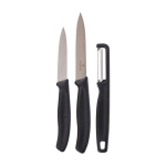 Küchenset aus Edelstahl mit 2 Messern und Sparschäler von Victorinox farbe schwarz vierte Ansicht