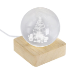 Weihnachtliche Glaskugel mit Holzsockel und warmem Licht farbe natürliche farbe erste Ansicht