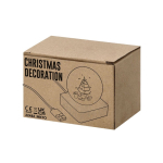 Weihnachtliche Glaskugel mit Holzsockel und warmem Licht
