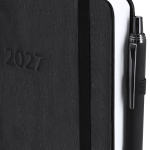 A5-Buchkalender aus Kunstleder mit Gummiband inkl. Lesezeichen