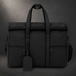 Rolltop-Reisetasche aus Kunstleder mit Trolleyband und Schultergurt