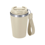 Thermobecher aus recyceltem Material mit Henkel, 350 ml farbe beige erste Ansicht