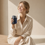 Thermobecher aus recyceltem Material mit Henkel, 350 ml