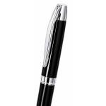 Glänzender Drehkugelschreiber aus Aluminium mit Etui, blau