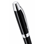 Glänzender Drehkugelschreiber aus Aluminium mit Etui, blau