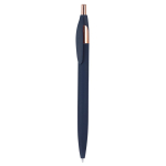 Kugelschreiber aus recyceltem Aluminium, roségoldene Detaills, blau farbe marineblau erste Ansicht