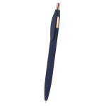 Kugelschreiber aus recyceltem Aluminium, roségoldene Detaills, blau