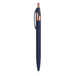 Kugelschreiber aus recyceltem Aluminium, roségoldene Detaills, blau