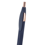 Kugelschreiber aus recyceltem Aluminium, roségoldene Detaills, blau