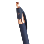 Kugelschreiber aus recyceltem Aluminium, roségoldene Detaills, blau