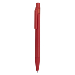 Druckkugelschreiber aus Aluminium mit gummierter Oberfläche, blau farbe rot erste Ansicht