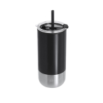 Thermobecher aus recyceltem Edelstahl mit zwei Trinköffnungen, 480 ml farbe schwarz erste Ansicht