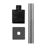 Aromadiffusor aus schwarzem Glas mit 5 Faserstäbchen, 200 ml