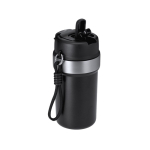 Thermobecher aus recyceltem Edelstahl mit Griff und Strohhalm, 490 ml