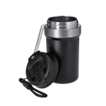 Thermobecher aus recyceltem Edelstahl mit Griff und Strohhalm, 490 ml
