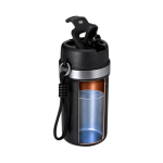 Thermobecher aus recyceltem Edelstahl mit Griff und Strohhalm, 490 ml