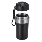 Thermobecher aus recyceltem Edelstahl mit Griff und Strohhalm, 490 ml