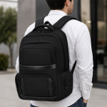 Gepolsterter Laptop-Rucksack aus Polyester und Kunstleder, 15 Zoll