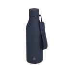 Gummierte Thermoflasche aus recyceltem Edelstahl, 480 ml farbe marineblau erste Ansicht