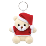 Plüschbär-Schlüsselanhänger mit Weihnachtsmannanzug und Mütze farbe rot erste Ansicht