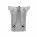 Rolltop-Rucksack aus recyceltem Canvas mit verstärktem Boden und Vordertasche, 16 l farbe hellgrau Ansicht von hinten