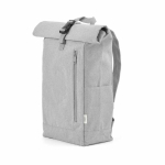 Rolltop-Rucksack aus recyceltem Canvas mit verstärktem Boden und Vordertasche, 16 l farbe hellgrau Ansicht von vorne