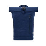 Rolltop-Rucksack aus recyceltem Canvas mit verstärktem Boden und Vordertasche, 16 l farbe marineblau Ansicht von vorne