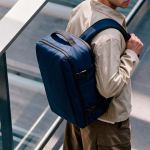 Wasserabweisender Kabinenrucksack aus recyceltem Kunststoff für Laptops, 20 l farbe marineblau