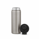 Thermoflasche aus recyceltem Edelstahl mit Doppelverschluss, 500 ml farbe silber zweite Ansicht von vorne
