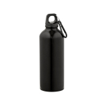 Leichte Trinkflasche aus recyceltem Edelstahl mit glänzender Oberfläche, 510 ml farbe schwarz Ansicht von vorne