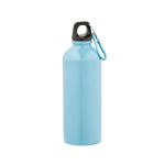 Leichte Trinkflasche aus recyceltem Edelstahl mit glänzender Oberfläche, 510 ml farbe hellblau Ansicht von vorne