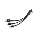 3-in-1-Ladekabel mit Aluminium-Schlüsselanhänger, 10 W farbe schwarz