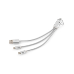 3-in-1-Ladekabel mit Aluminium-Schlüsselanhänger, 10 W farbe weiß