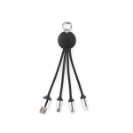 4-in-1-Ladekabel mit Schlüsselanhänger und leuchtendem Logo, 10 W farbe schwarz