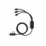 Geflochtenes 5-in-1-Ladekabel mit mehreren Anschlüssen, 10 W farbe schwarz Ansicht von vorne