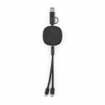 Doppelt ausziehbares 3-in-1-Ladekabel aus Bambus, 1 m farbe schwarz Ansicht von hinten