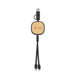 Doppelt ausziehbares 3-in-1-Ladekabel aus Bambus, 1 m Hauptansicht