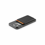 Magnetischer Kartenhalter für Smartphones aus Kunstleder mit Clip farbe schwarz Detailansicht