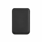 Magnetischer Kartenhalter für Smartphones aus Kunstleder mit Clip farbe schwarz Ansicht von vorne