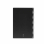 A5-Notizbuch mit Softcover, seitlicher Spiralbindung und linierten Seiten farbe schwarz Ansicht von hinten