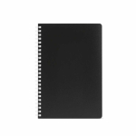 A5-Notizbuch mit Softcover, seitlicher Spiralbindung und linierten Seiten farbe schwarz Ansicht von vorne