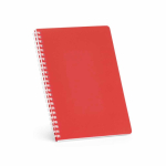 A5-Notizbuch mit Softcover, seitlicher Spiralbindung und linierten Seiten farbe rot