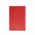 A5-Notizbuch mit Softcover, seitlicher Spiralbindung und linierten Seiten farbe rot Ansicht von hinten
