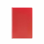 A5-Notizbuch mit Softcover, seitlicher Spiralbindung und linierten Seiten farbe rot Ansicht von vorne