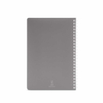 A5-Notizbuch mit Softcover, seitlicher Spiralbindung und linierten Seiten farbe grau Ansicht von hinten