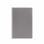 A5-Notizbuch mit Softcover, seitlicher Spiralbindung und linierten Seiten farbe grau Ansicht von vorne