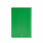 A5-Notizbuch mit Softcover, seitlicher Spiralbindung und linierten Seiten farbe grün Ansicht von hinten