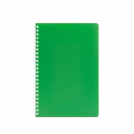 A5-Notizbuch mit Softcover, seitlicher Spiralbindung und linierten Seiten farbe grün Ansicht von vorne